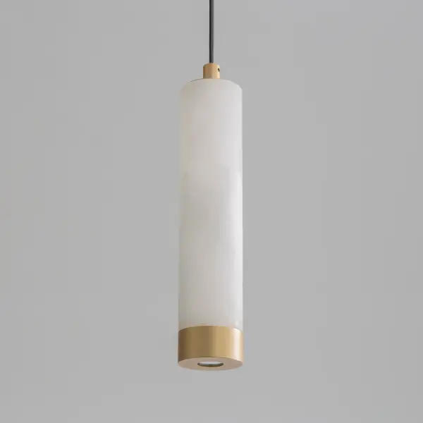 Elegant Spanish Alabaster Mini Pendant with Luxurious Gold Accents - Image 2