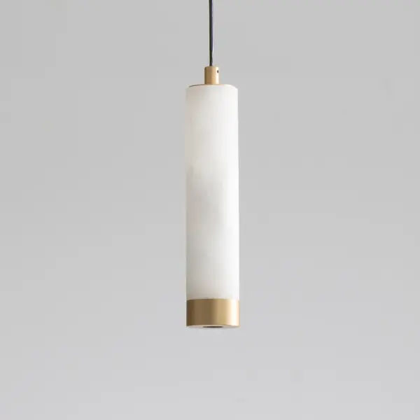 Elegant Spanish Alabaster Mini Pendant with Luxurious Gold Accents - Image 4