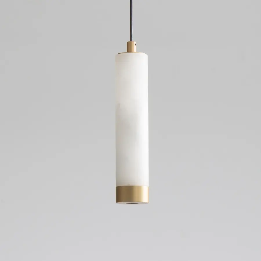 Elegant Spanish Alabaster Mini Pendant with Luxurious Gold Accents - Image 4