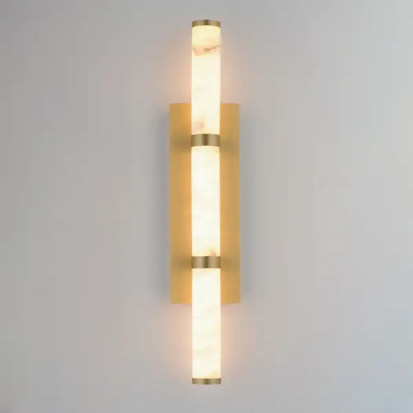 Elegant Spanish Alabaster Vanity Light with Luxurious Gold Accents - Image 3