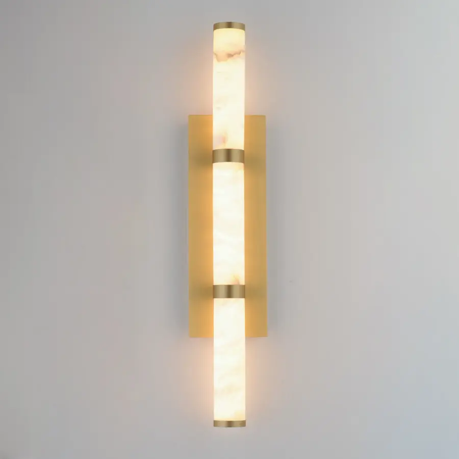 Elegant Spanish Alabaster Vanity Light with Luxurious Gold Accents - Image 3