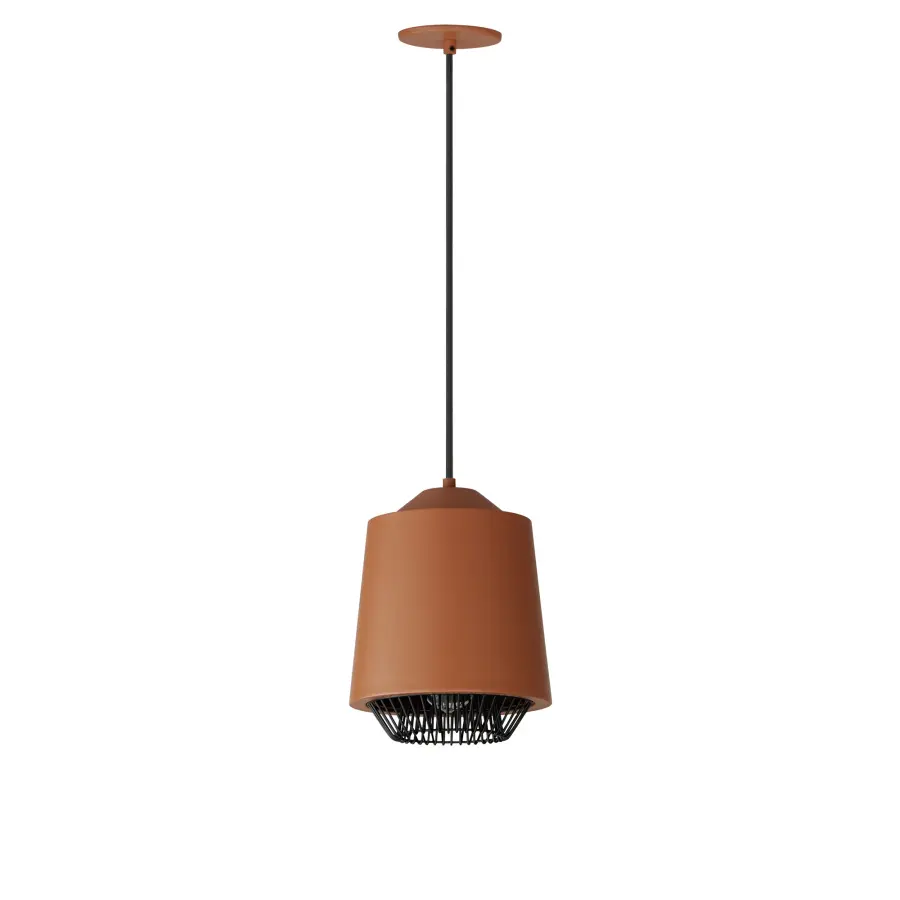 Phoenix Single LED Pendant in Brick/Black - Image 1
