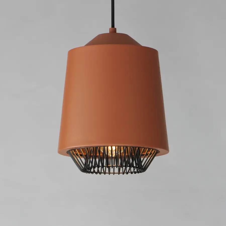 Phoenix Single LED Pendant in Brick/Black - Image 3