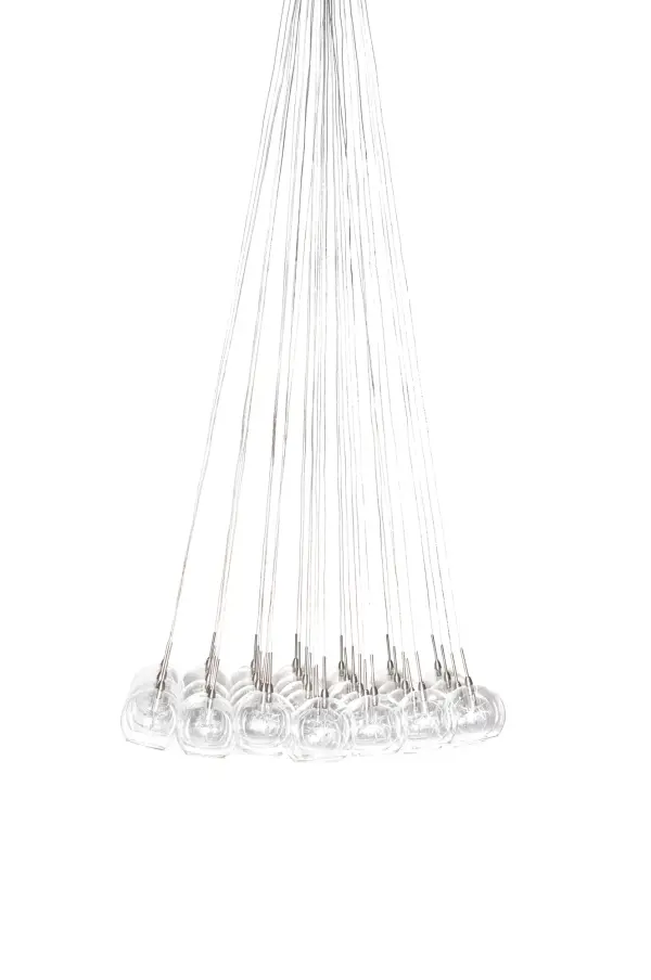 The Starburst pendant transforms any space into a celestial showcase with 37 individual glass globes in vibrant colors. Perfect for grand entryways and dining rooms, this dramatic fixture combines contemporary design with artisanal craftsmanship.