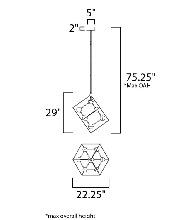Ion 7-Light LED Pendant in Black and Polished Chrome - Image 5