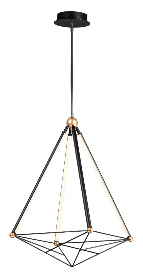 Spire Large LED Pendant in Black with Gold Accents - Image 1