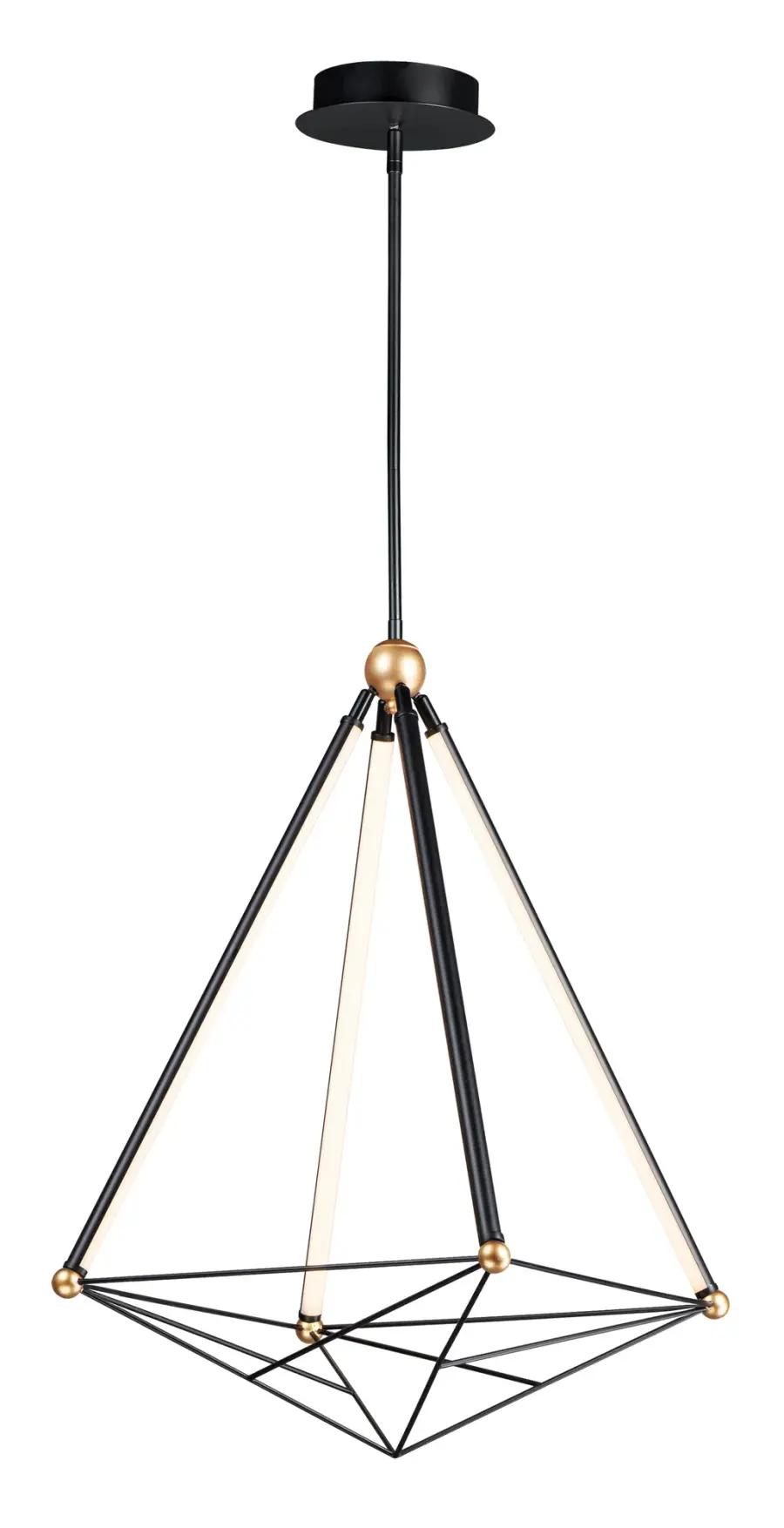 Spire Large LED Pendant in Black with Gold Accents - Image 1