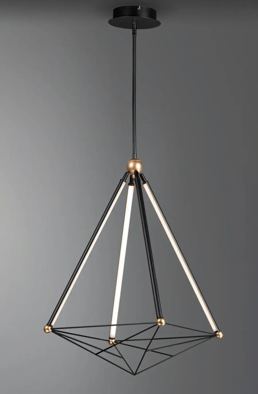 Spire Large LED Pendant in Black with Gold Accents - Image 2