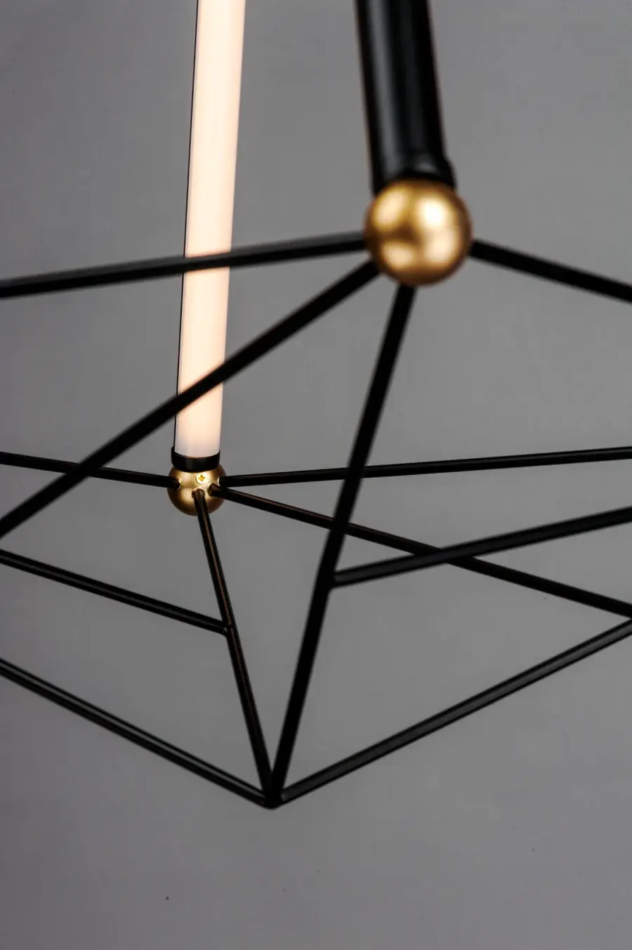 Spire Large LED Pendant in Black with Gold Accents - Image 4