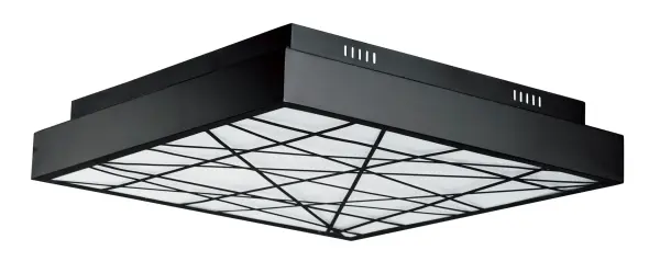 This large-scale LED flush mount delivers exceptional illumination with 4900 lumens, perfect for spacious interiors. The black finish and decorative Inca pattern bottom add contemporary style while providing practical, energy-efficient lighting.
