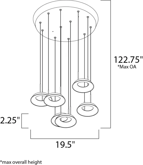 Quantum LED Multi-Light Pendant in Black - Image 2