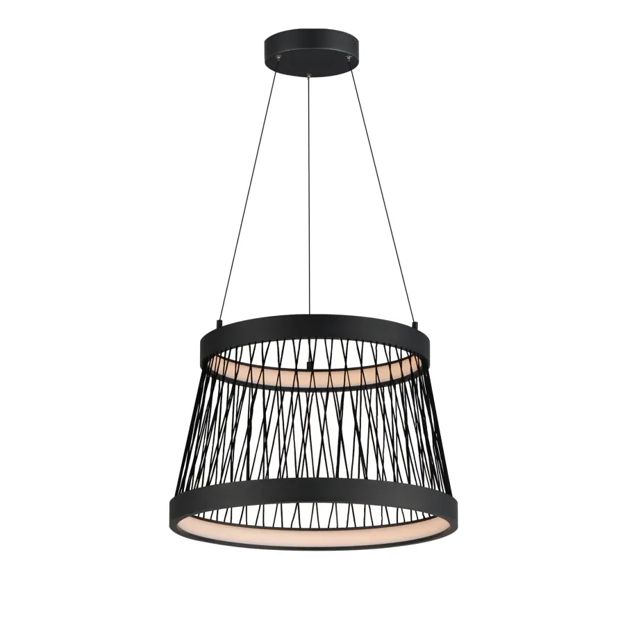 Loom 20" LED Single Pendant in Matte Black - Image 1