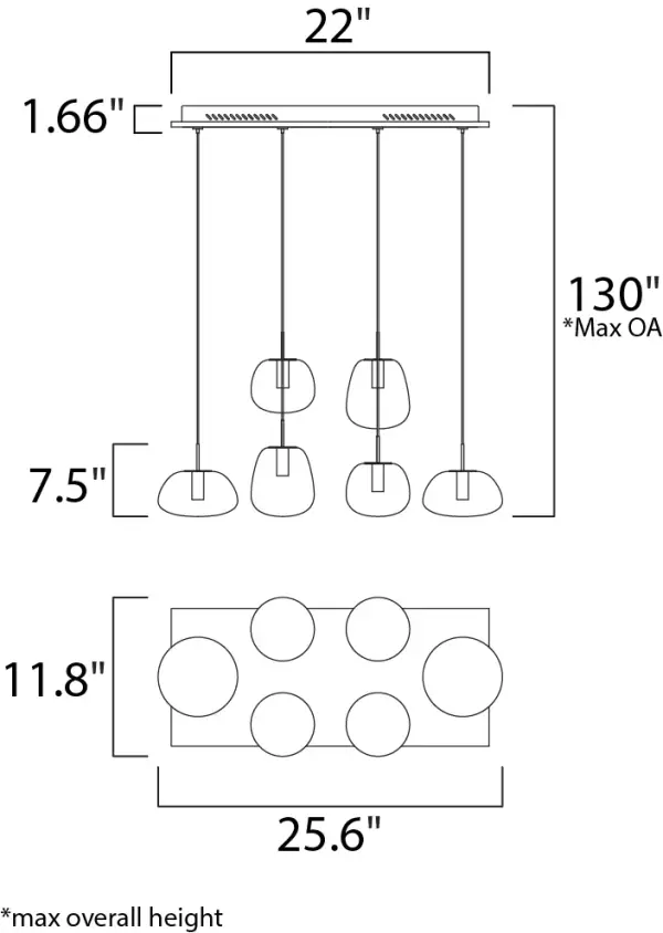 Puffs 6-Light LED Multi-Light Pendant - Image 6