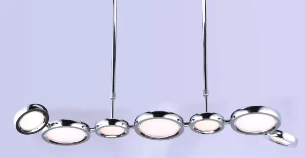 The Timbale features edge-lit die cast rings in polished chrome that create a striking modern statement. Adjustable rings allow for personalized configurations while delivering bright, energy-efficient LED illumination. - alternate view