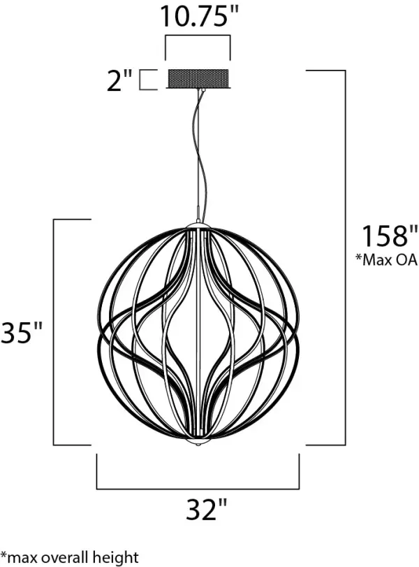 Aura 31" LED Single Pendant in Black - Image 5