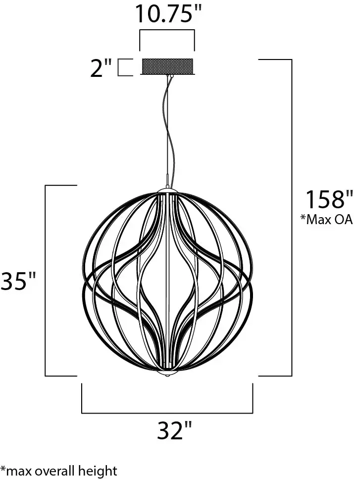 Aura 31" LED Single Pendant in Black - Image 5