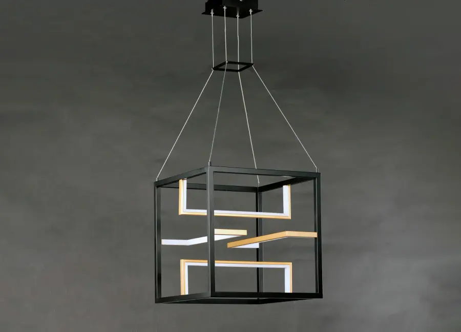 Chamber Single LED Pendant in Black and Gold - Image 2