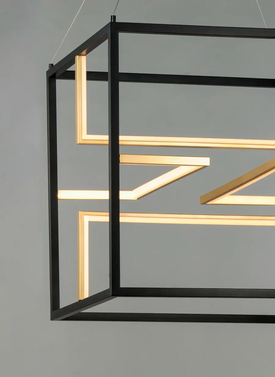 Chamber Single LED Pendant in Black and Gold - Image 3