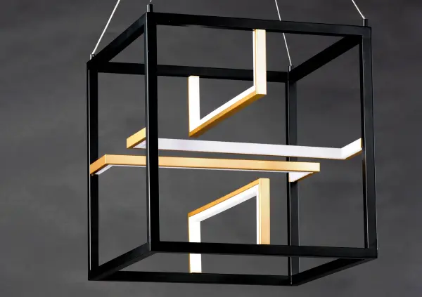 Chamber Single LED Pendant in Black and Gold - Image 4
