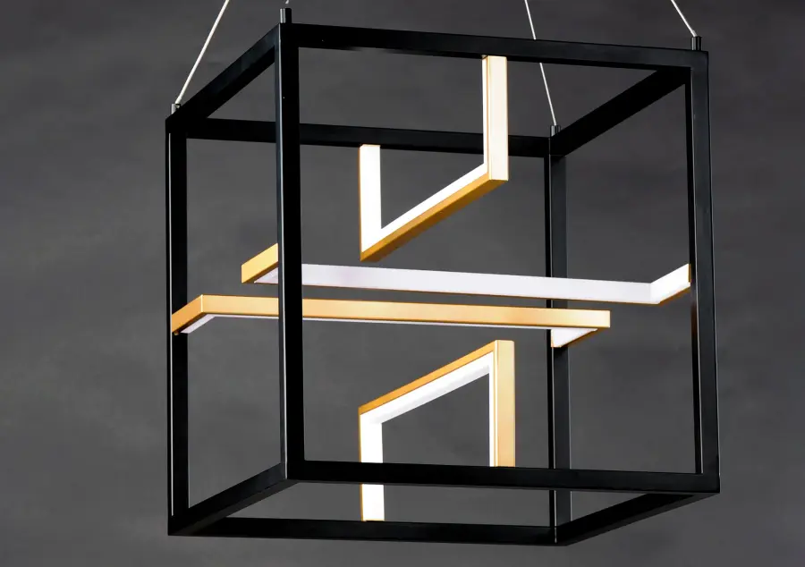 Chamber Single LED Pendant in Black and Gold - Image 4