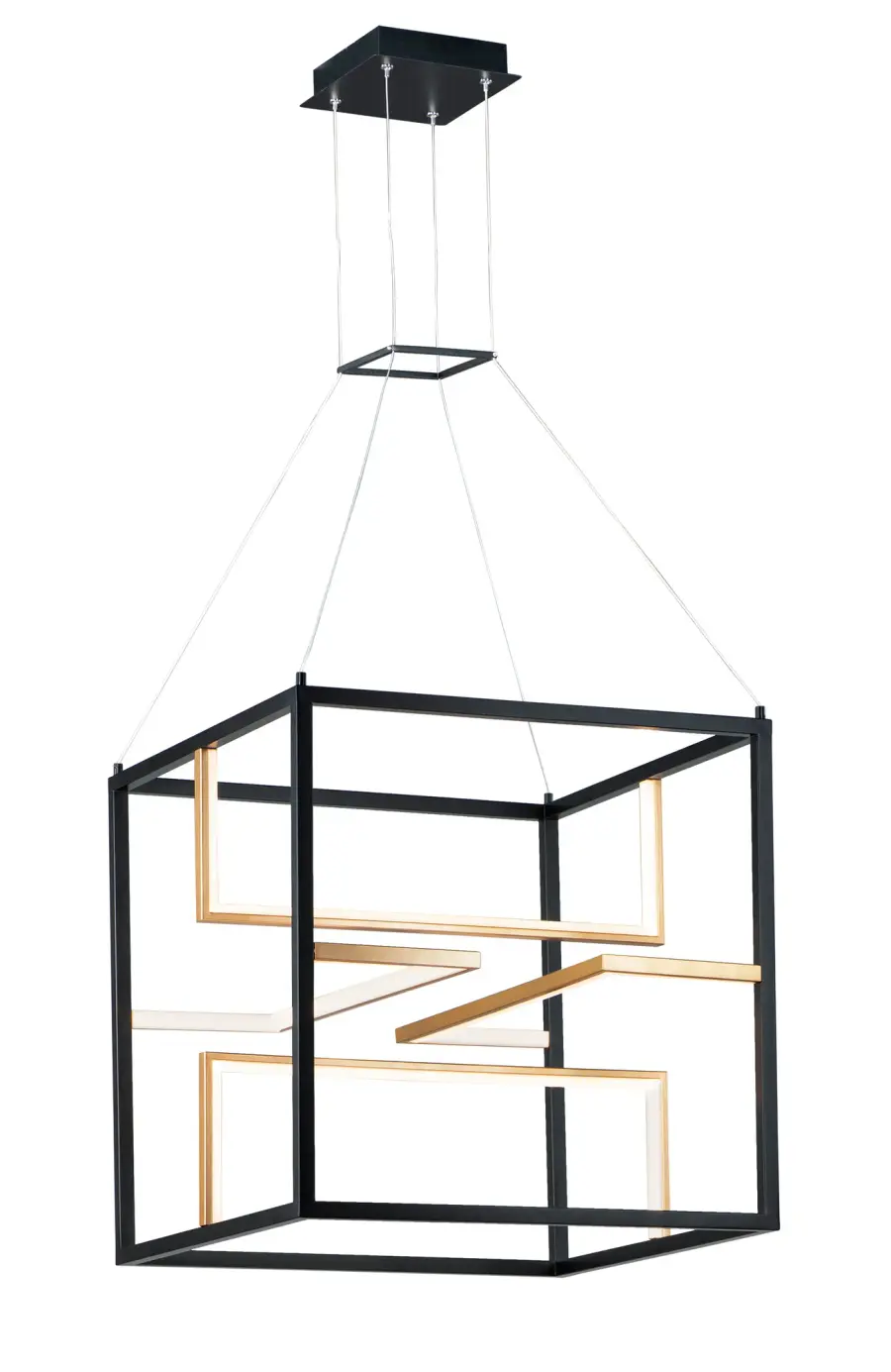 Chamber Single LED Pendant in Black and Gold - Image 1
