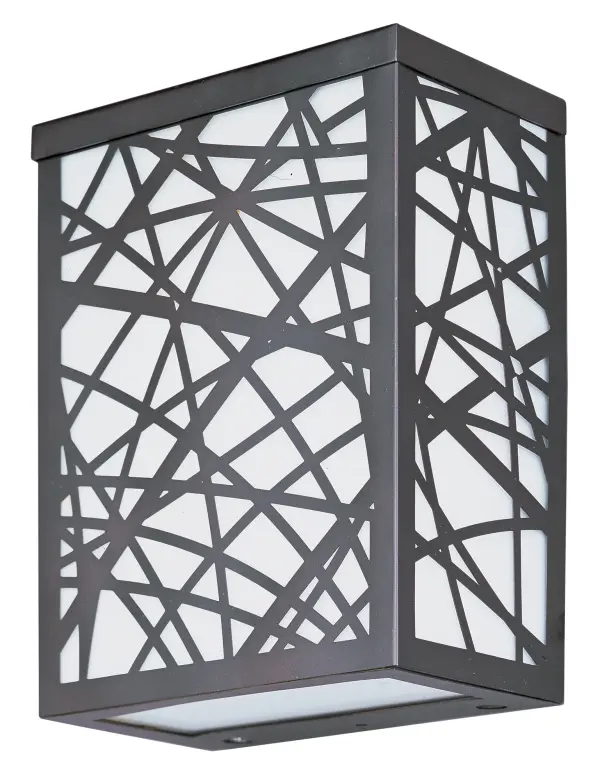 The Inca LED Wall Sconce combines modern aesthetics with functional outdoor lighting. Its precision laser-cut metal sheath creates captivating light patterns while protecting the crystal interior, delivering 640 lumens of warm 3000K light.