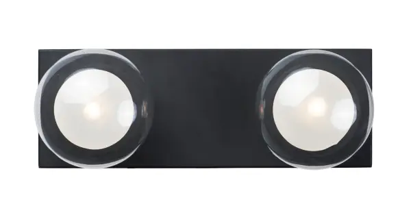 The Pod Bath Vanity combines contemporary design with functional lighting through its unique branching structure. Clear and frost glass globes create layered illumination while black and gold finishes add sophistication.