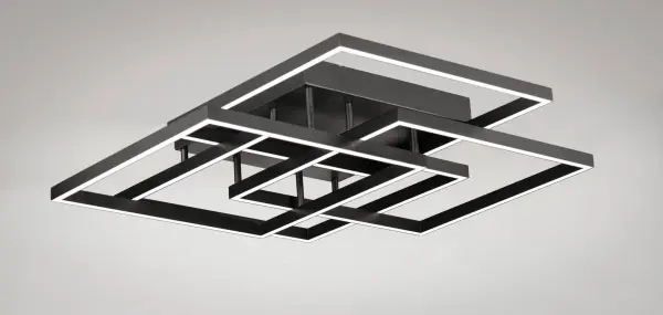 The Traverse LED Flush Mount features a striking geometric design with layered squares creating an architectural lighting sculpture. High-power LED delivers 5500 lumens of bright, even illumination through a white acrylic lens. - alternate view