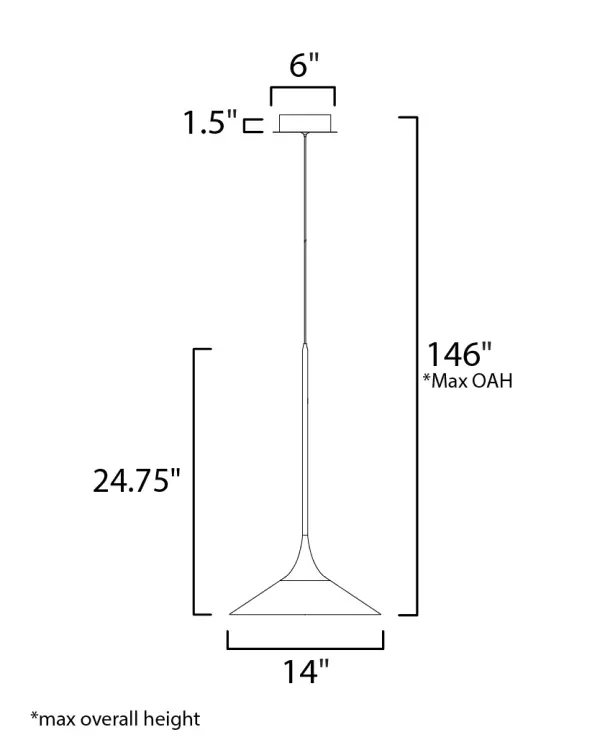 Cono Single LED Pendant in Polished Chrome - Image 5
