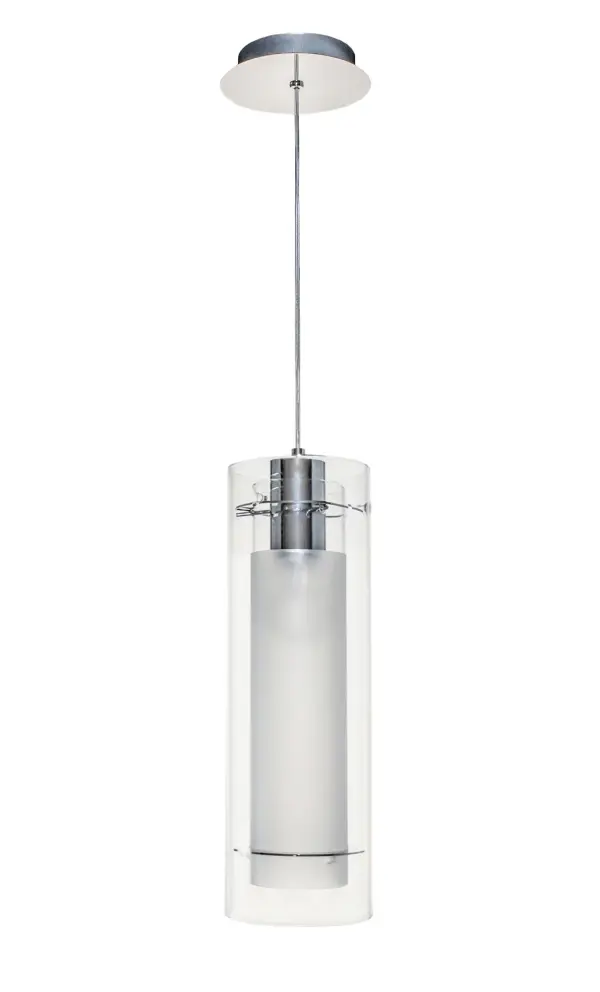 Sleek Contemporary Glass Pendant with Chrome Accents - Image 1