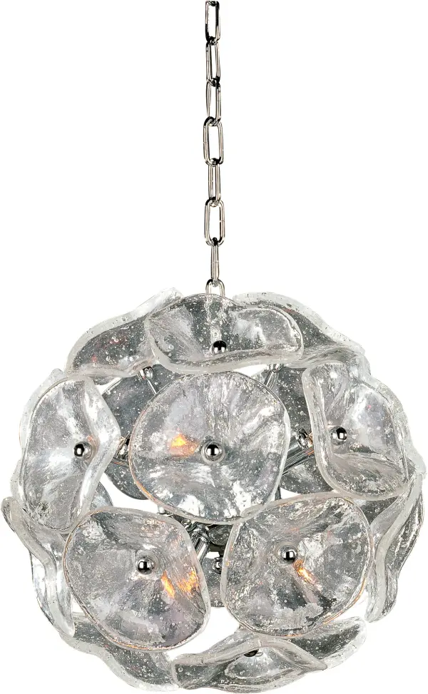 The Fiori pendant combines contemporary design with historic Murano glassmaking techniques. Hand-formed crystal glass petals create a floral sphere that delivers exceptional light diffusion and visual impact in any space.