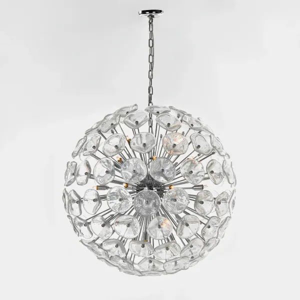 The Fiori pendant combines historic Murano glass craftsmanship with contemporary design. Its 28 hand-formed crystal petals create a floral sphere that delivers exceptional light and visual impact in any upscale space. - alternate view