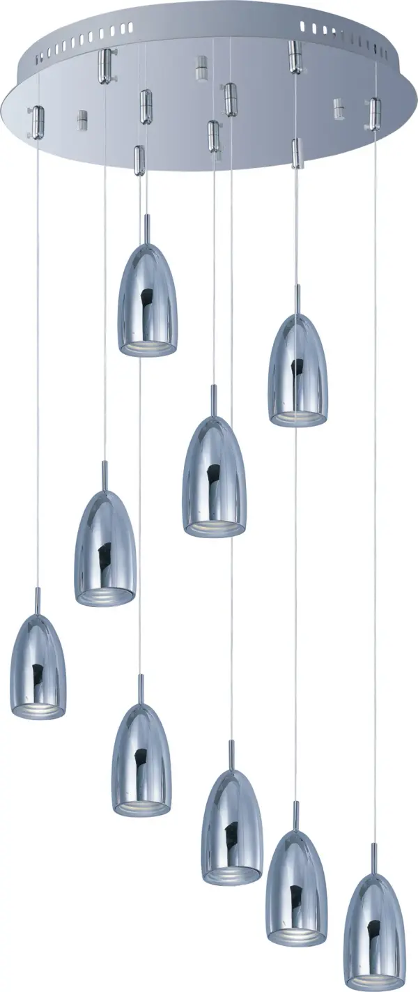 Customizable 9-Light LED Pendant with Sleek Chrome Cones