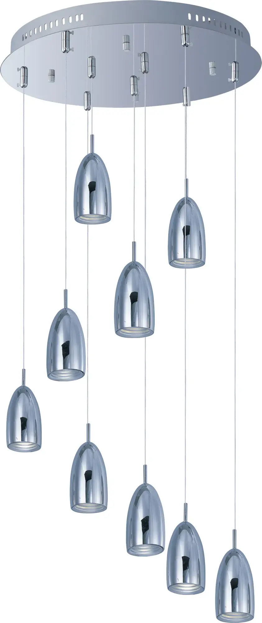 Customizable 9-Light LED Pendant with Sleek Chrome Cones