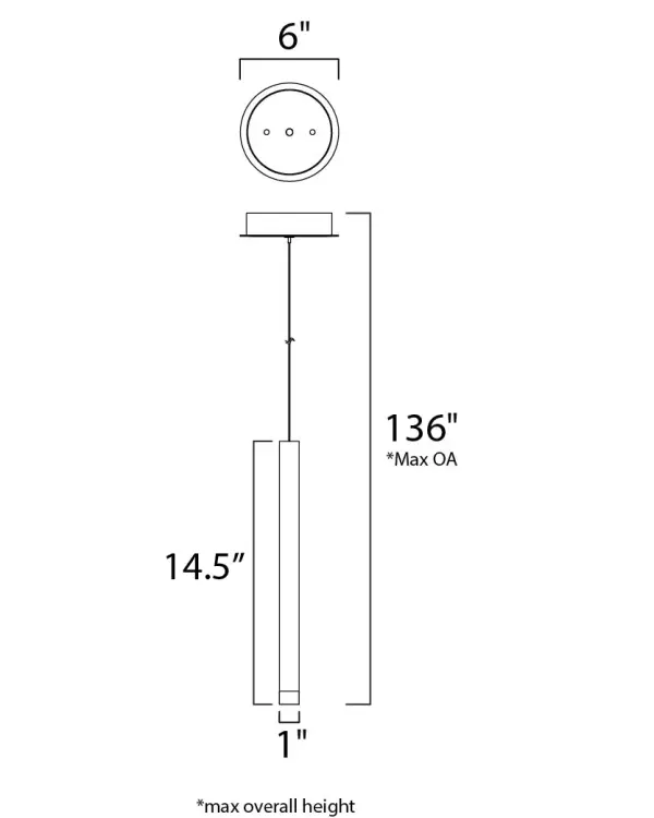 The Picolo mini pendant features a polished chrome tubular design with integrated LED lighting that radiates from the bottom through a clear acrylic diffuser, creating a modern ambient glow perfect for compact spaces. - alternate view