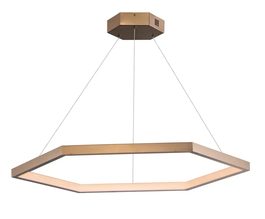 Hex 40" LED Suspension Pendant in Brushed Champagne - Image 1