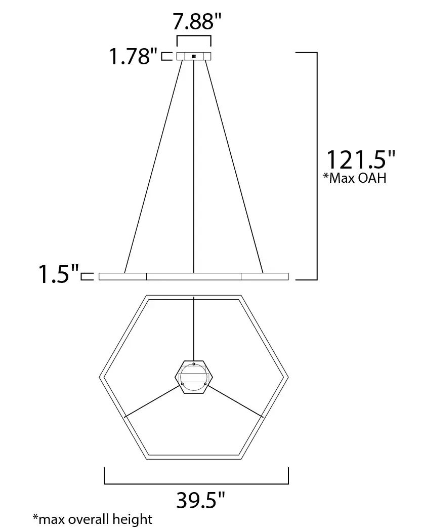 Hex 40" LED Suspension Pendant in Brushed Champagne - Image 5