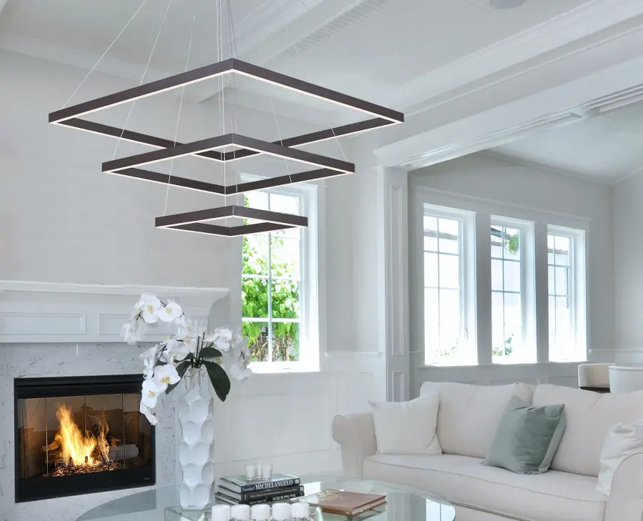 Quad 3-Tier LED Pendant in Bronze - Image 5