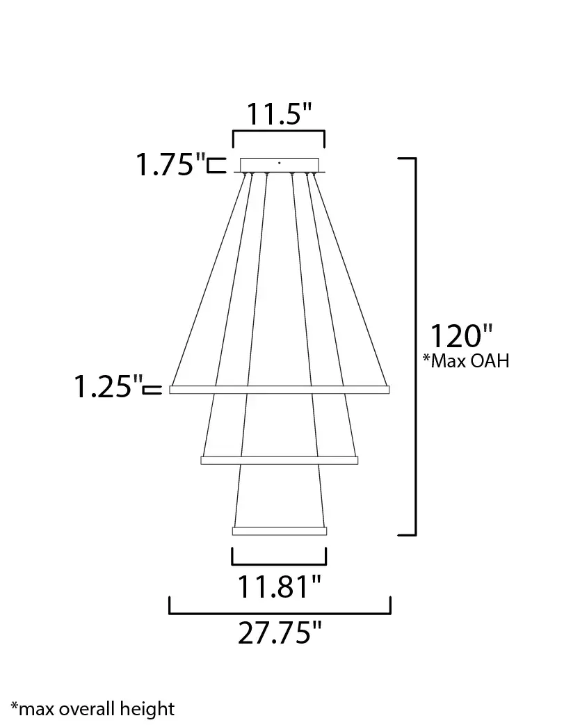 Quad 3-Tier LED Pendant in Bronze - Image 6