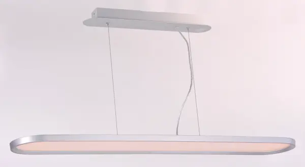 The Moonbeam pendant combines contemporary design with advanced LED technology. Its computer-designed acrylic diffuser ensures even light distribution, while the metallic silver finish adds modern sophistication to any space. - alternate view
