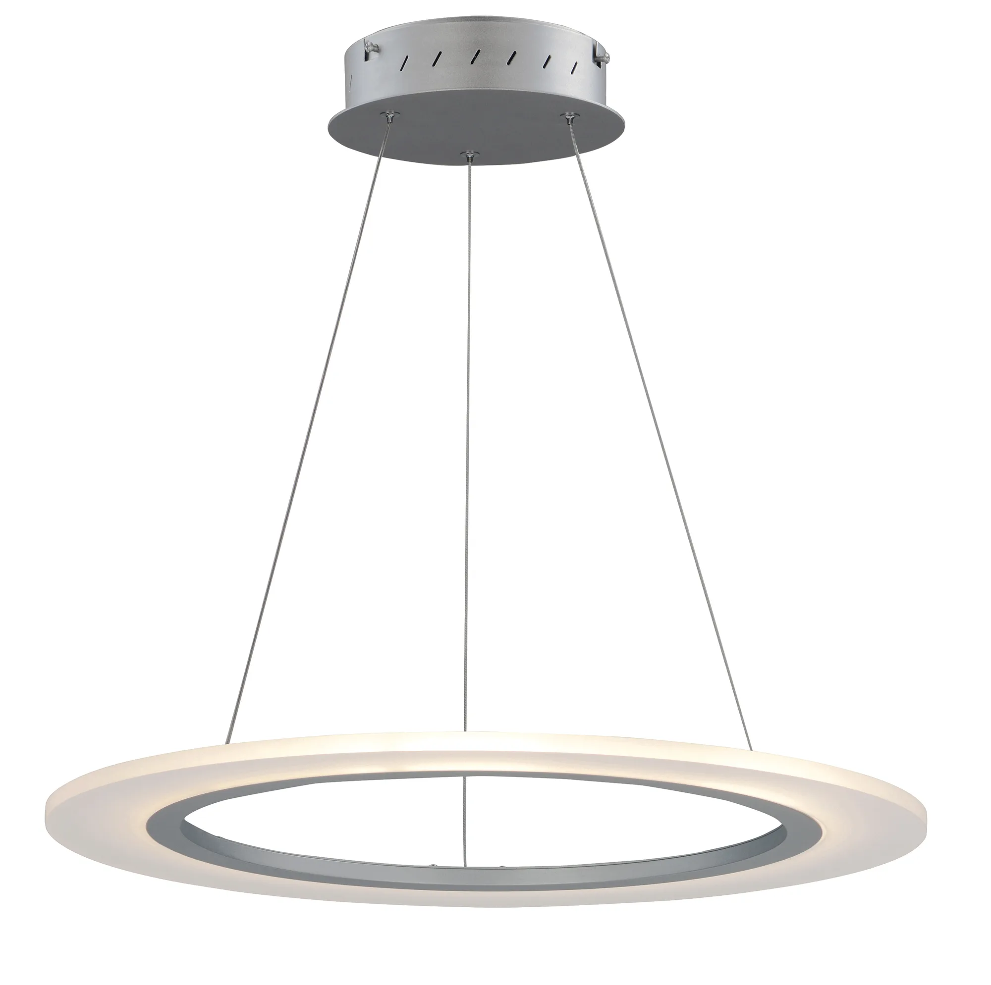 Saturn II 24" LED Entry Foyer Pendant in Matte Silver