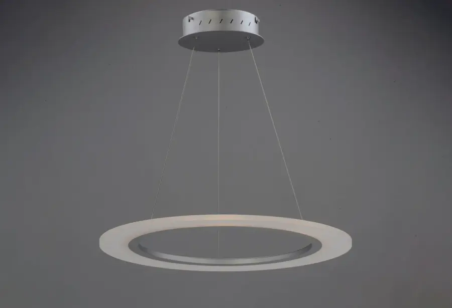 Saturn II 24" LED Entry Foyer Pendant in Matte Silver - Image 2
