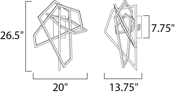 Trapezoid LED Wall Sconce in Polished Chrome - Image 3