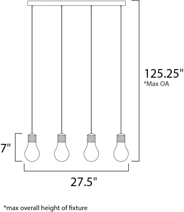 The Edison Linear Pendant brings vintage industrial charm with modern refinement. Four clear glass bulbs with mirror chrome caps create a striking focal point, perfect for kitchen islands and dining areas. - alternate view