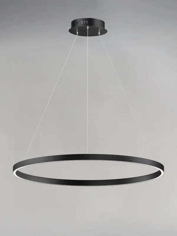 The Groove WiZ pendant combines minimalist aluminum design with advanced smart lighting technology. Its 32" ring profile delivers 1500 lumens with adjustable color temperature via WiZ app control, perfect for modern spaces requiring flexible ambiance. - alternate view