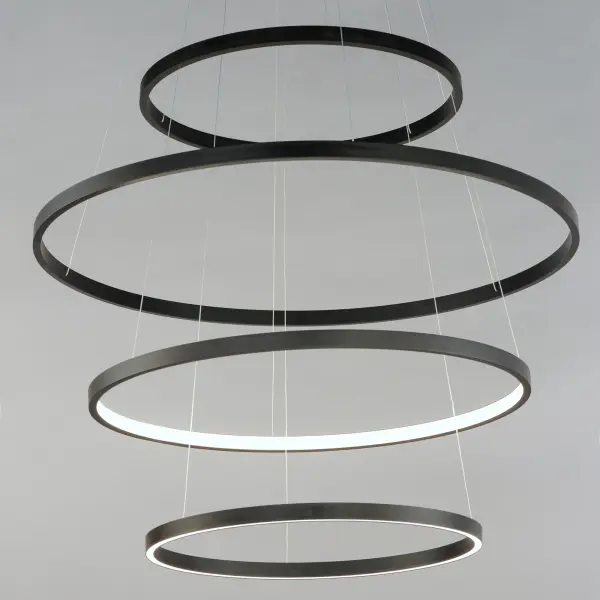 The Groove WiZ pendant combines sleek aluminum rings with intelligent LED technology, offering 5000 lumens of tunable smart lighting. WiZ connectivity enables color temperature adjustment, scheduling, and mood-based control through your smartphone. - alternate view