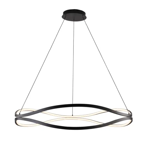 The Curvo Double Ring Pendant makes a dramatic architectural statement with its 40-inch dual ring design. Perfect for modern dining rooms and large kitchen islands, this fixture delivers 2200 lumens of warm 3000K light.