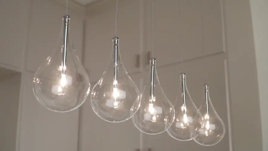 Larmes Linear Pendant with Clear Teardrops - Image 3