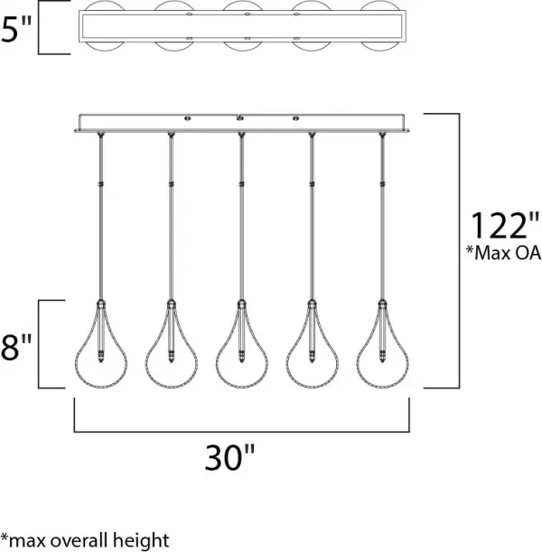 Larmes Linear Pendant with Clear Teardrops - Image 8