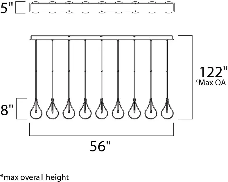 Larmes Linear Pendant with Clear Teardrops - Image 2